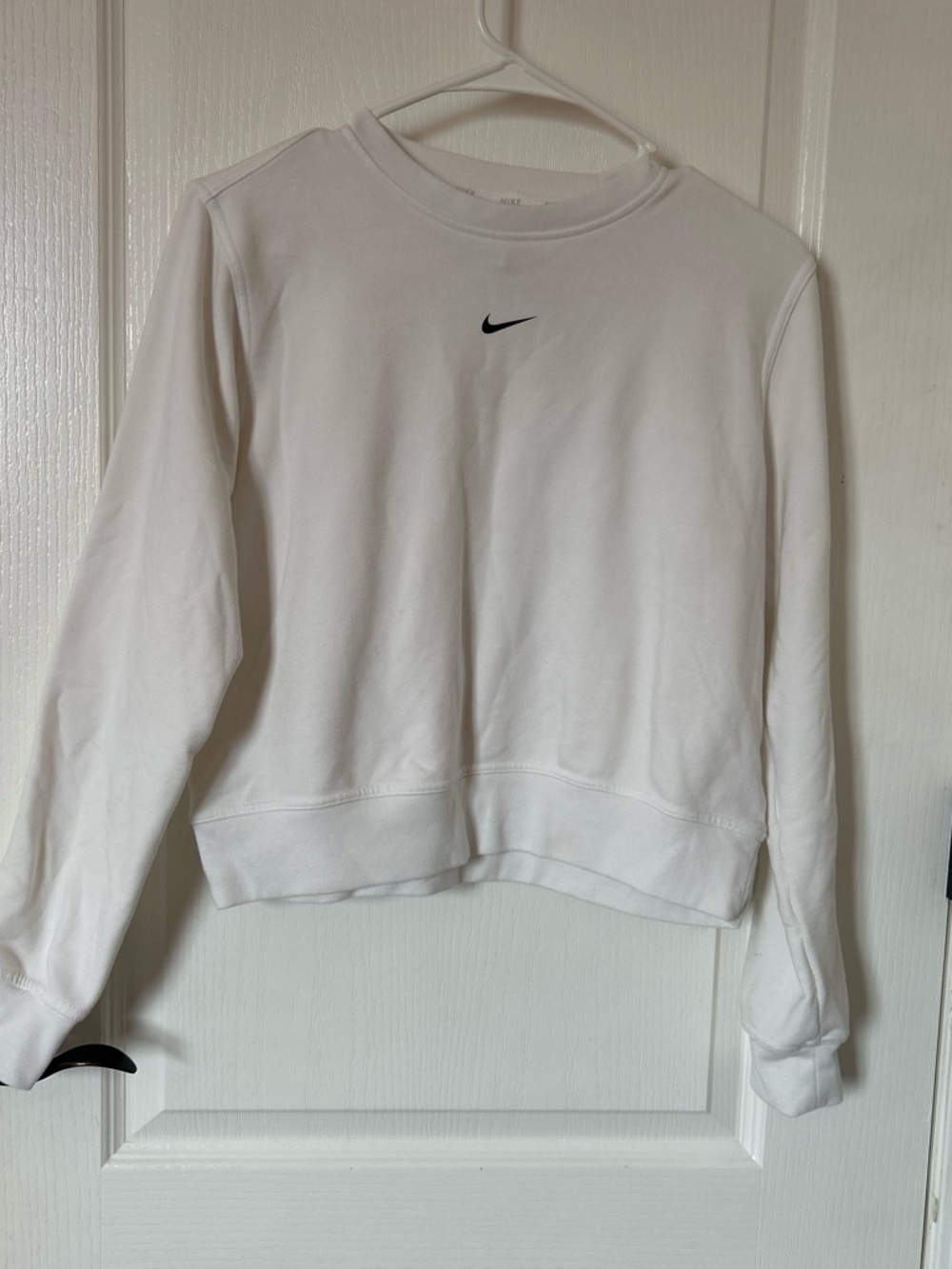 Nike White Crew Sweatshirt with Black Swoosh